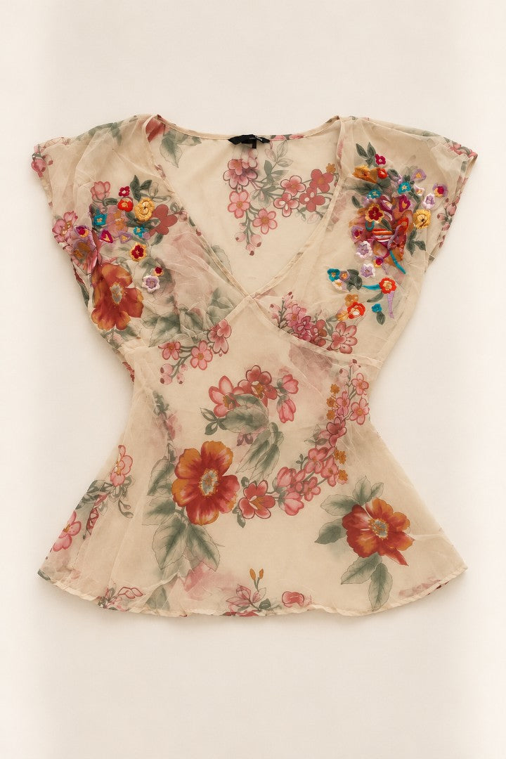 Bring Me Flowers V-Neck Top — front catalogue flat-lay