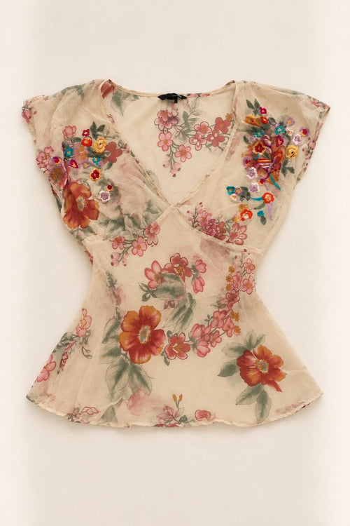 Bring Me Flowers V-Neck Top — front catalogue flat-lay