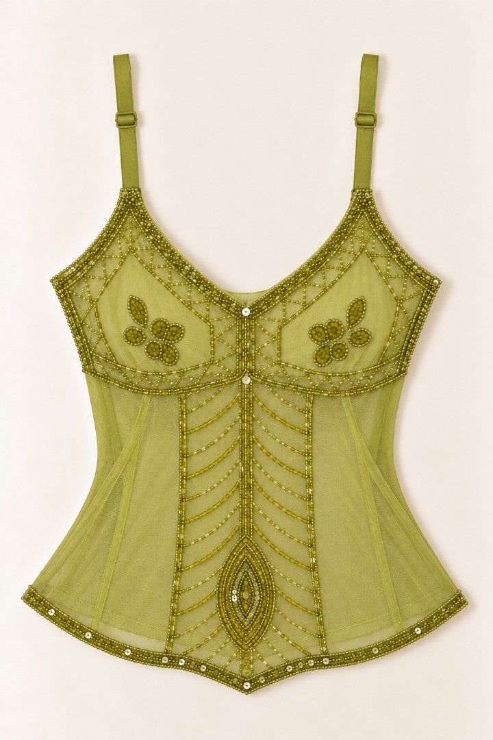 Lime After Lime Hand-Beaded Top