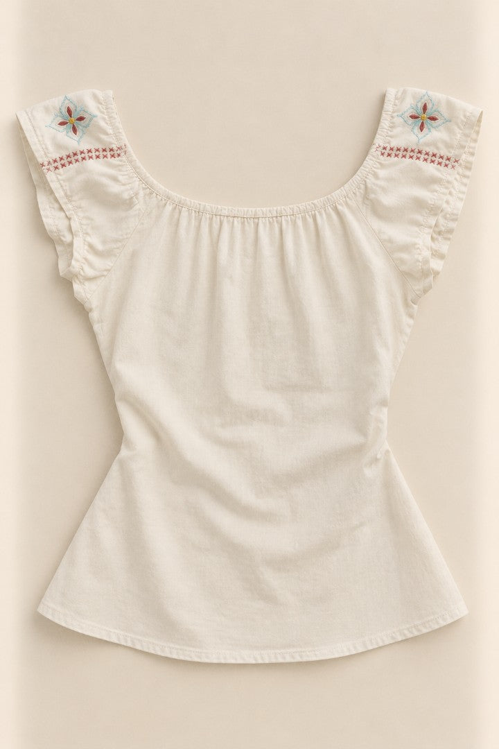 Forget Me Not Embroidered Top — back flat-lay