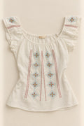 Forget Me Not Embroidered Top — front flat-lay