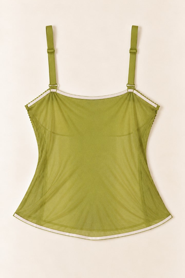 Lime After Lime Hand-Beaded Top — back flat-lay