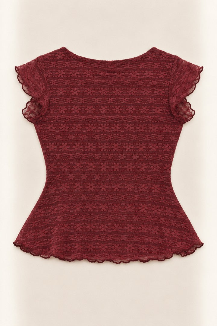 Little Miss Merlot Lace Top back catalogue flat-lay