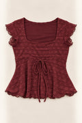 Little Miss Merlot Lace Top front catalogue flat-lay