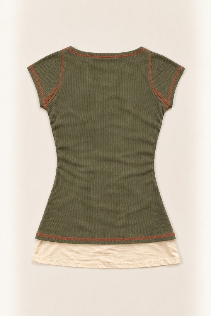 Olive You Forever Henley Top — back flat-lay