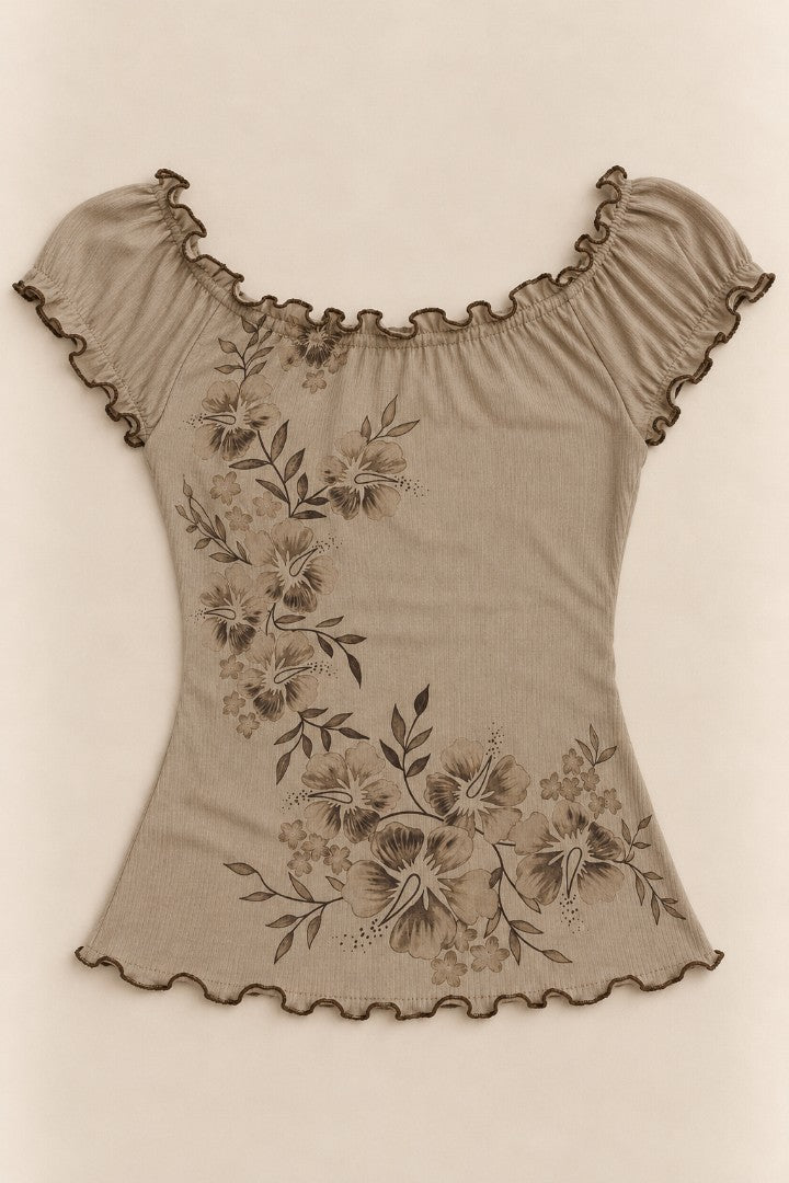 Sandy Petals Floral Top — front flat-lay
