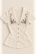Sunday Sweets Embroidered Top — front catalogue flat-lay